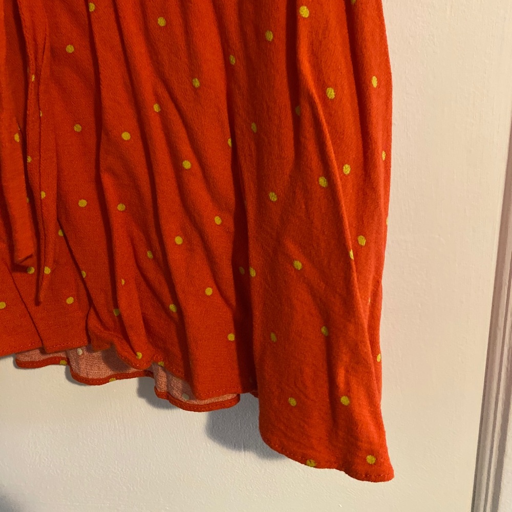 Free People All Yours Polka Dot Plunging Neckline Mini Dress Orange Size 10 - Picture 6 of 9